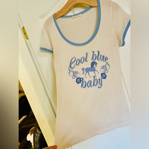 EUC Spell & the Gypsy Collective White Cool Blue Baby Tee - Picture 10 of 16